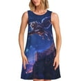 thumbnail image 1 of Honeii Starry Sky Wall Flying Tiger Print Women's Sleeveless Dress, Loose Fit Casual Dress for Women, Summer Fashion Dress, 1 of 7