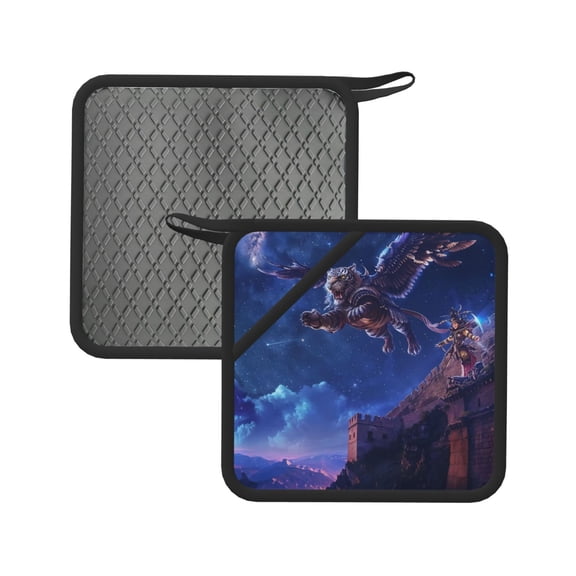 Honeii Starry Sky Wall Flying Tiger for Silicone Trivets for Hot Pots and Pans -Trivet Mat - Heat Resistant Silicone Trivet - Hot Plate Mats