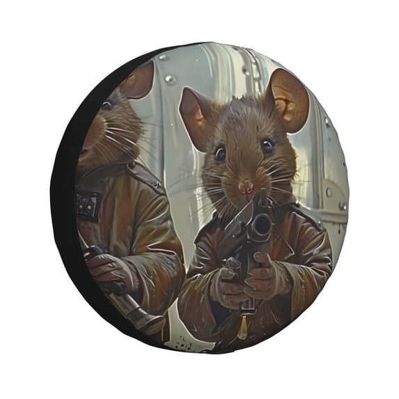 Honeii Steampunk Space Mice Warriors Print Tire Covers, Waterproof Anti-UV Sun Snow Rain Tire Covers for Trailers, RV, Camper, SUV, Truck-15 inch