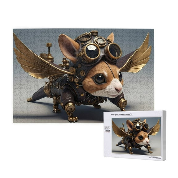 Honeii Steampunk Squirrel Pilot Pattern 1000 Piece Puzzles for Adults, Jigsaw Puzzles