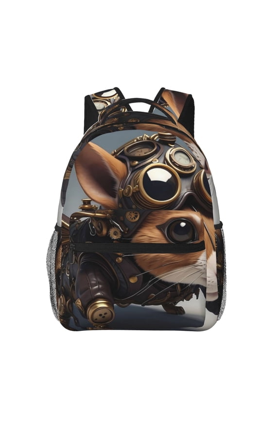 Steampunk Squirrel Pilot Print Backpack for Both Men and Women, Basic Bookbag for College, Work, or Travel,Rucksack Computer Bag-One Size