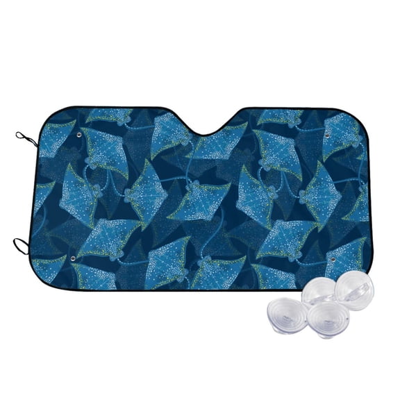 Honeii Stingray Print Car Sunshade for Windshield,Car Cover Sunshade Protector,Foldable Front Window Sun Visor,Fits Cars, SUVs, Trucks