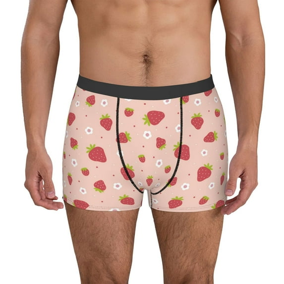 Honeii Strawberries Men's Underwear Boxer Briefs Pack, ComfortSoft Boxer Brief for Men, Moisture-Wicking Breathable-X-Large