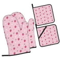 thumbnail image 1 of Honeii Strawberries Pattern Oven Mitts and Pot Holders, Silicone Oven Gloves,500 F Heat Resistant Oven Mitts Sets, 4PCS, 1 of 6