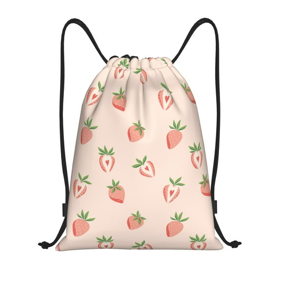 Honeii Strawberries Print Drawstring Backpack,Drawstring Bags String Backpack Gym Cinch Sack Backpack Sport Bag Draw-Medium