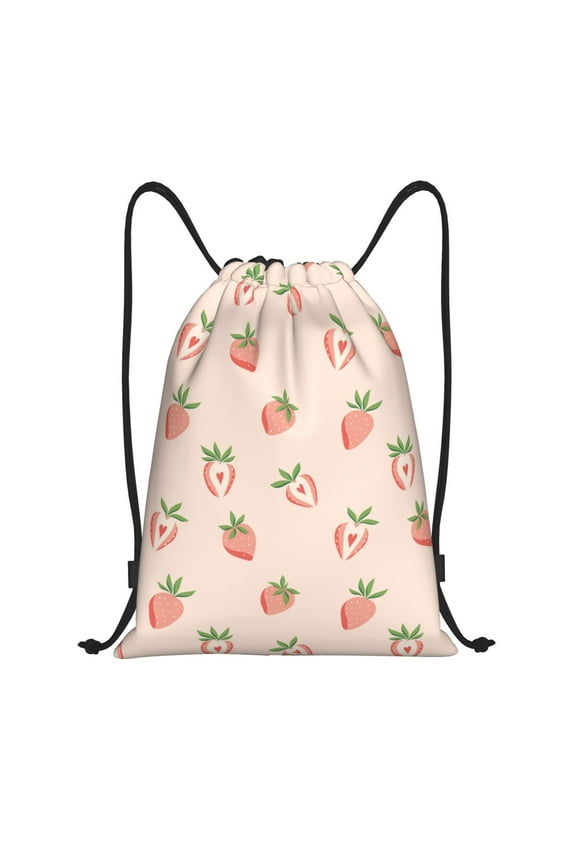 Strawberries Print Drawstring Backpack,Drawstring Bags String Backpack Gym Cinch Sack Backpack Sport Bag Draw-Medium