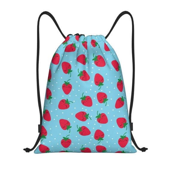 Honeii Strawberries Print Drawstring Backpack,Drawstring Bags String Backpack Gym Cinch Sack Backpack Sport Bag Draw-Medium