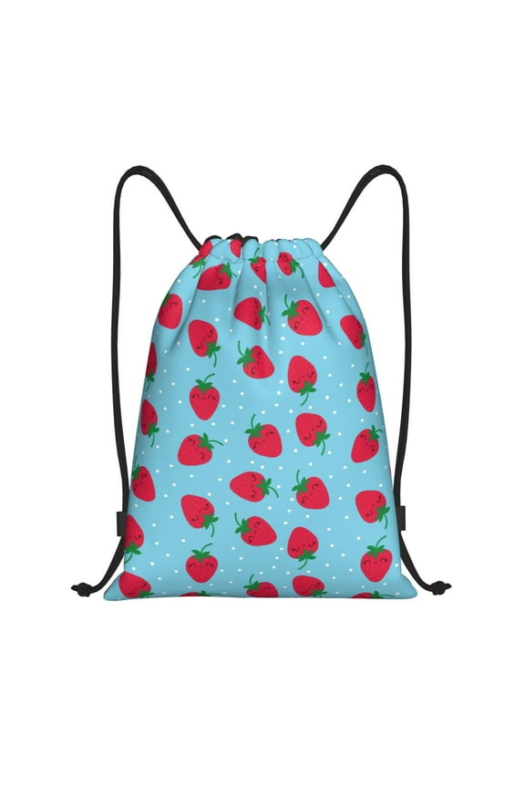 Strawberries Print Drawstring Backpack,Drawstring Bags String Backpack Gym Cinch Sack Backpack Sport Bag Draw-Medium