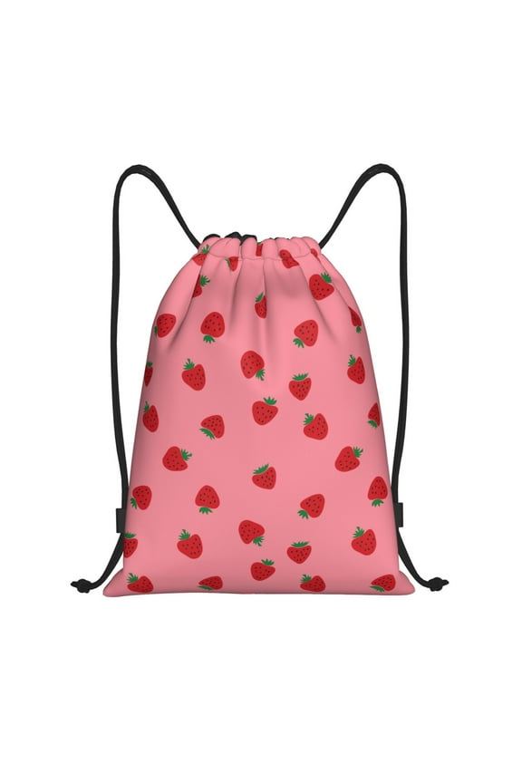 Strawberries Print Drawstring Backpack,Drawstring Bags String Backpack Gym Cinch Sack Backpack Sport Bag Draw-Small