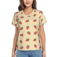 thumbnail image 1 of Honeii Strawberries Print Women's Classic V-Neck T-Shirt,Womens Fashion Tops,Stylish Everyday Top for Women, Casual Summer Spring Outfits Clothes-3X-Large, 1 of 5