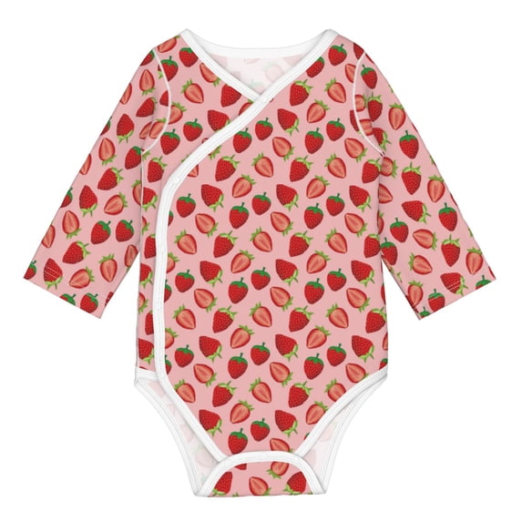 Honeii Strawberries for Baby Long Sleeve Bodysuits One-piece 100% Organic Cotton for Infant Baby Boys and Grils, Unisex-3 Months