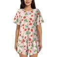 thumbnail image 1 of Honeii Strawberry And Flowers for Women's Summer Pajama Set featuring Soft Short Sleeve Shirt & Matching Bottoms with Convenient Pockets for Relaxed Home Wear-XX-Large, 1 of 6