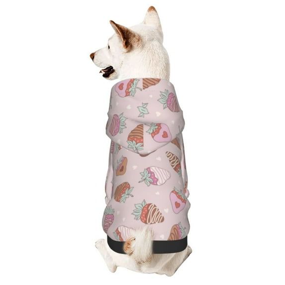 Honeii Strawberry Cake Print Small Dog Hoodies Pet Hooded Sweatshirts Fall Winter Puppy Cat Sweaters Warm Clothes for Small Dogs Outfits Costume-Medium