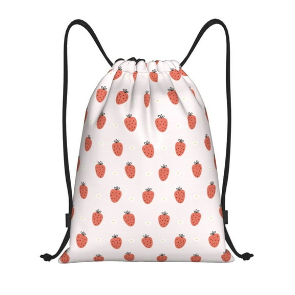 Honeii Strawberry Print Drawstring Backpack,Drawstring Bags String Backpack Gym Cinch Sack Backpack Sport Bag Draw-Medium