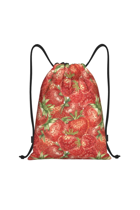 Strawberry Print Drawstring Backpack,Drawstring Bags String Backpack Gym Cinch Sack Backpack Sport Bag Draw-Medium