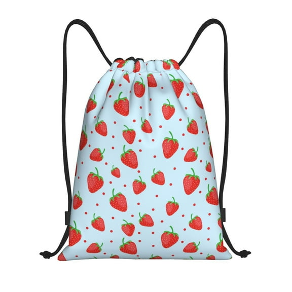 Honeii Strawberry Print Drawstring Backpack,Drawstring Bags String Backpack Gym Cinch Sack Backpack Sport Bag Draw-Medium