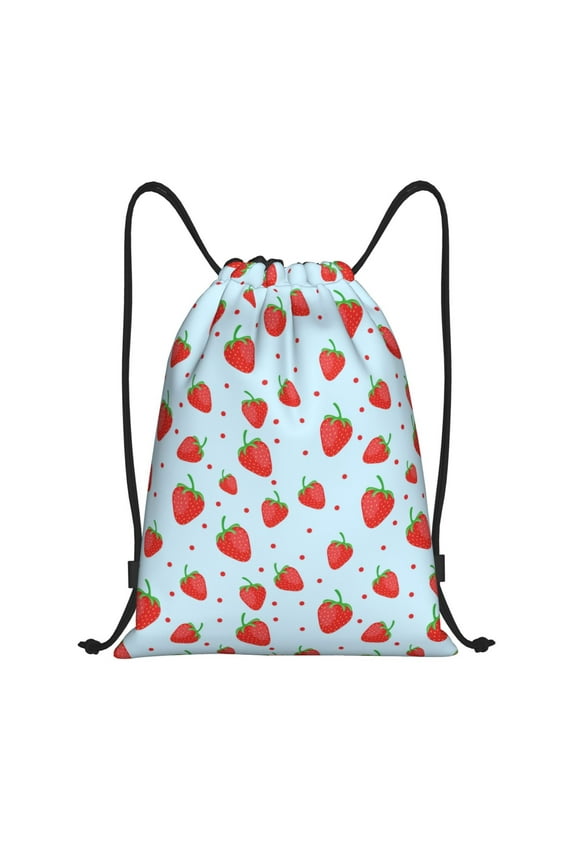 Strawberry Print Drawstring Backpack,Drawstring Bags String Backpack Gym Cinch Sack Backpack Sport Bag Draw-Medium
