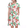 thumbnail image 1 of Honeii Strawberry Print Women’s Short Sleeve Dress, Comfortable Casual Dress, Soft Polyester Spandex Blend, Stylish Everyday Wear for Summer, Perfect for Travel and Vacation, 1 of 6