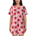 thumbnail image 1 of Honeii Strawberry for Women's Summer Pajama Set featuring Soft Short Sleeve Shirt & Matching Bottoms with Convenient Pockets for Relaxed Home Wear-XX-Large, 1 of 6