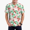 thumbnail image 1 of Honeii Strawberry print Polo Shirt, a classic short-sleeved, button-down golf shirt designed for menLarge, 1 of 6