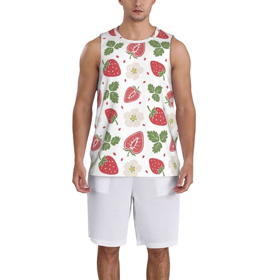 Honeii Strawberry print basktball shirt for men and women, Unisex basketball jersey for Theme party-4X-Large