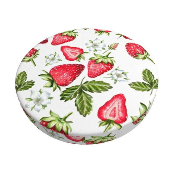 Honeii Strawberry1 Bar Stool Covers – Perfect Fit for 12" to 14" Round Stools, Crease-Resistant, Stretchy, Washable & Dustproof Seat Slipcovers-13 inch