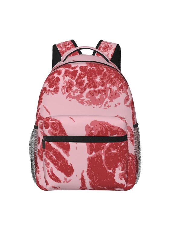 Striped Meat Print Backpack for Both Men and Women, Basic Bookbag for College, Work, or Travel,Rucksack Computer Bag-One Size