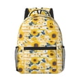 thumbnail image 1 of Honeii Striped Sunflower Daisy Print Backpack for School,15.6 inch Laptop Back Pack for High School and College Students, Waterproof Computer Bookbag-One Size, 1 of 6