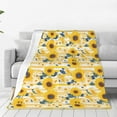 thumbnail image 1 of Honeii Striped Sunflower Daisy Print Fleece Blanket - Throw Blanket for Bed, Sofa, Couch, Camping, and Travel , Microplush Ultra Soft Warm Blanket-60"x50", 1 of 7