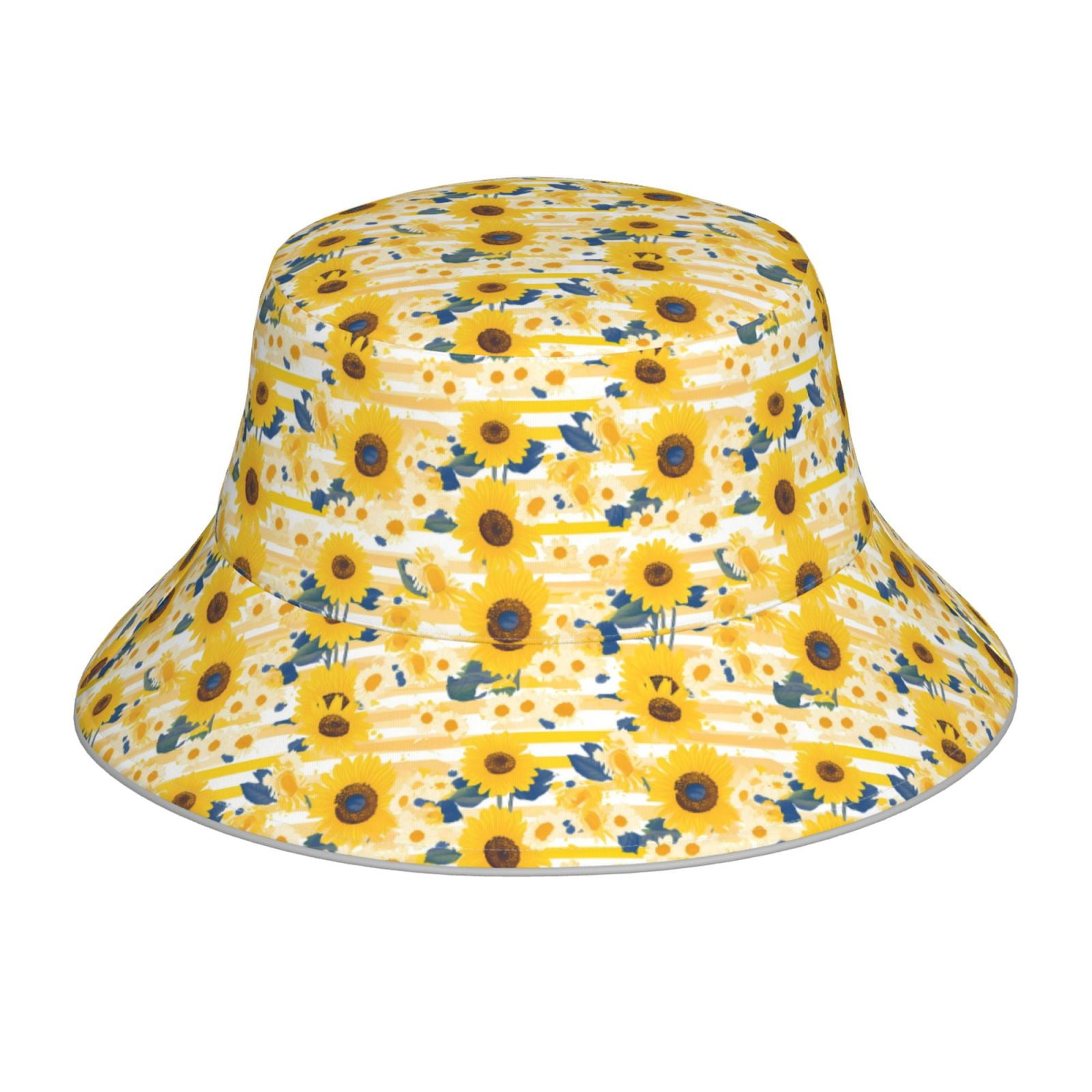 Honeii Striped Sunflower Daisy for Unisex Bucket Hat Waterproof Rain ...