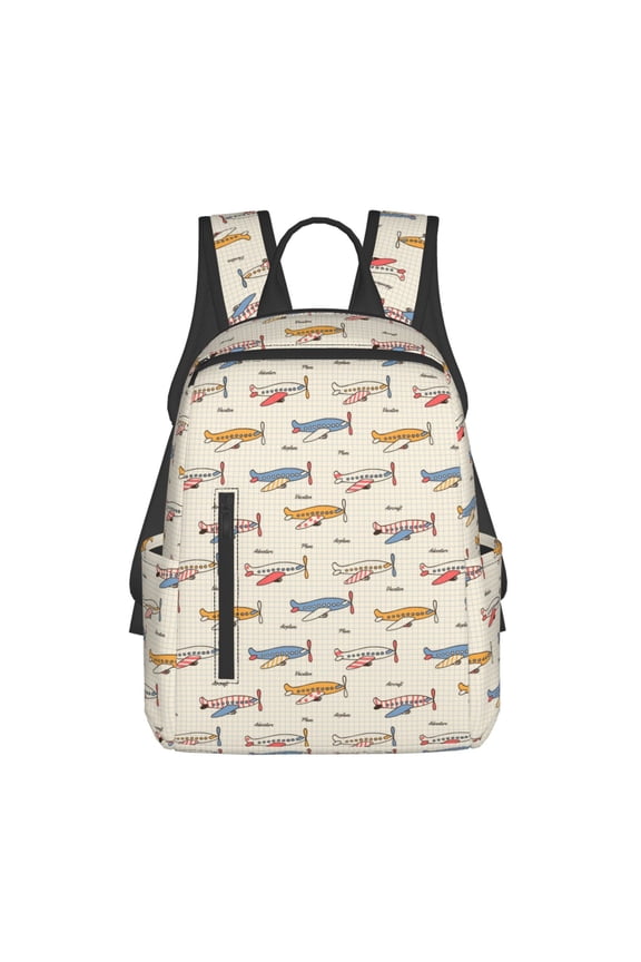 Striped Vintage Planes Print Lightweight Backpacks,Carry on Backpack,Durable Backpack for School, Work & Travel
