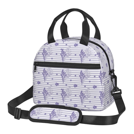 Honeii Bouquet and Lavender Flowers Print Lunch Box,Insulated Lunch Bag,Lunch Tote Bags,Leakproof Cooler Lunch Case for Travel Work Picnic
