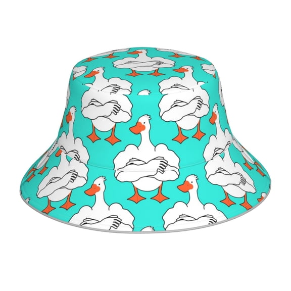 Honeii Strong Goose for Unisex Bucket Hat Waterproof Rain Hat Reversible Shiny Rave Bucket Hat for Concert Festival Boonie Cap