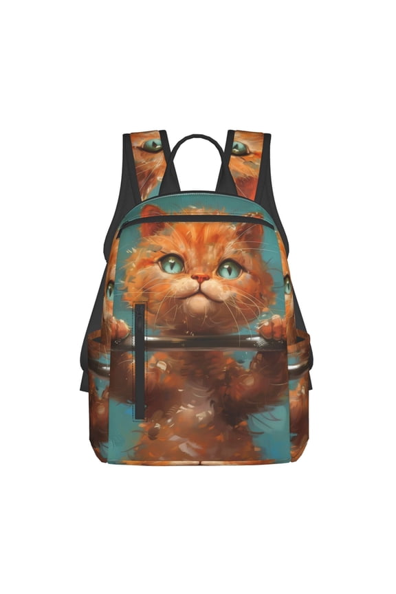 Strong Kitten Lifting Weights Print Lightweight Backpacks,Carry on Backpack,Durable Backpack for School, Work & Travel
