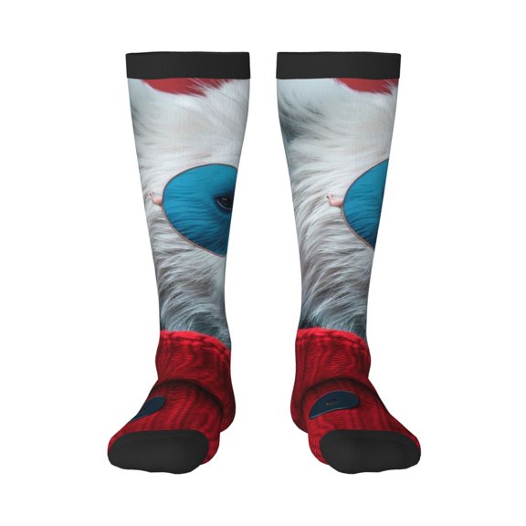 Honeii Stylish Polar Bear Sunglasses Print Long Socks,Novelty Design Socks Gift for Men and Women,Crew Socks,Calf Socks