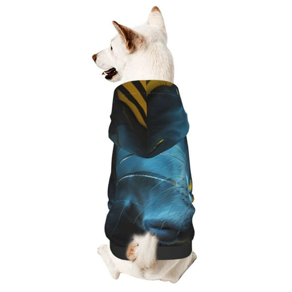 Honeii Stylish Yellow Dog Print Small Dog Hoodies Pet Hooded Sweatshirts Fall Winter Puppy Cat Sweaters Warm Clothes for Small Dogs Outfits Costume-Small
