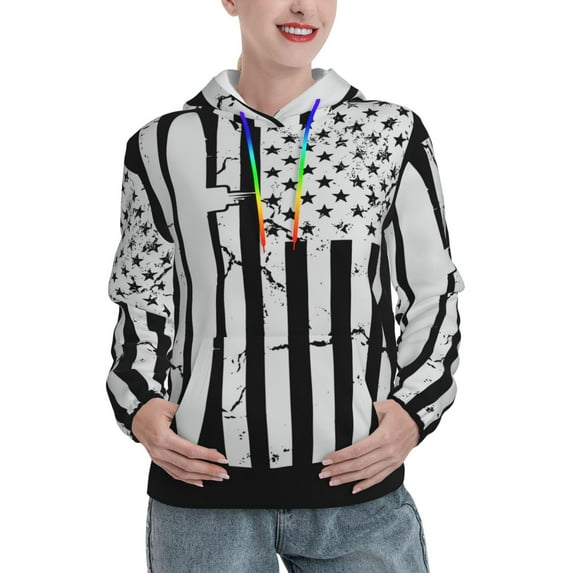 Honeii Submarine Vintage Flag Pattern Womens Oversized Hoodies Long Sleeve Sweatshirts Pullover Fall Outfits with Pocket-X-Large