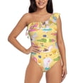 thumbnail image 1 of Honeii Summer Animals for women's one-piece swimsuit featuring a chic one-shoulder design experience elegance and style in the water-X-Large, 1 of 6