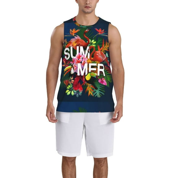 Honeii Summer Birds and Flowers print basktball shirt for men and women, Unisex basketball jersey for Theme party-XX-Large
