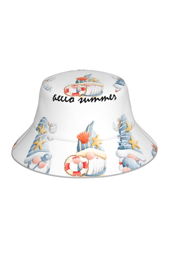 Summer Gnome for Unisex Bucket Hat Waterproof Rain Hat Reversible Shiny Rave Bucket Hat for Concert Festival Boonie Cap