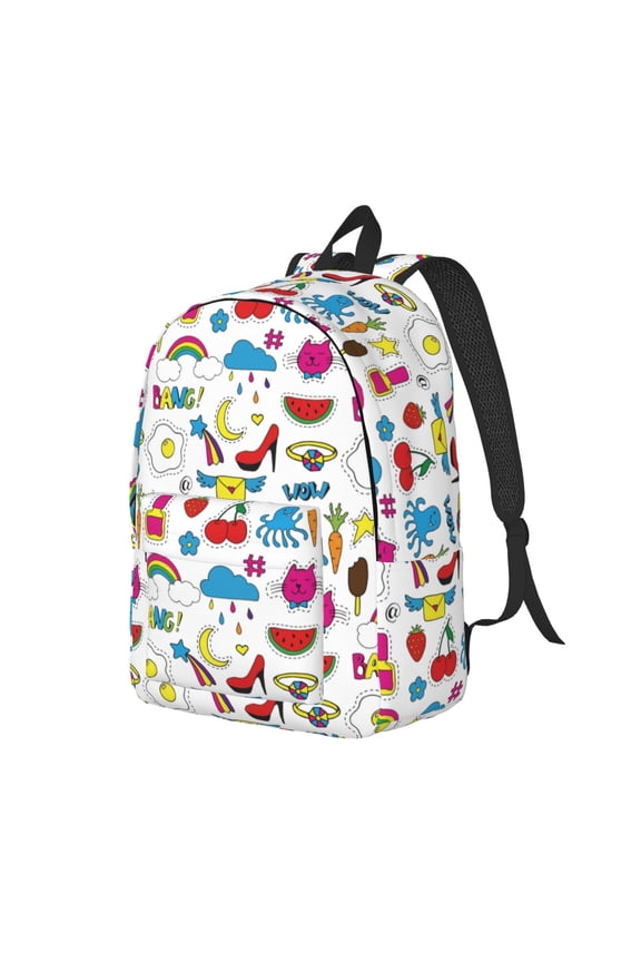 Summer Print Canvas Backpack for School & Outdoor,Laptop Excursion Backpack,Notebook School Bookbag For Men Women,for Work, Travel, and Everyday Use-Medium