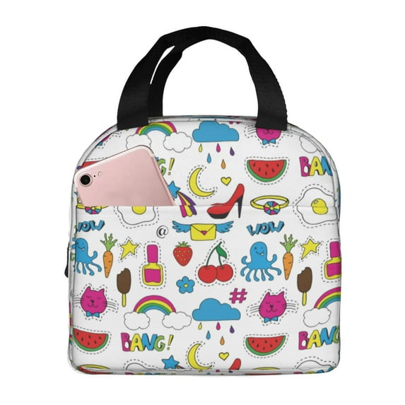 Honeii Summer Print Lunch Bag Women, Lunch Box Lunch Bag for Women Adult Men, Small Leakproof Cute Lunch Tote Large Capacity Reusable