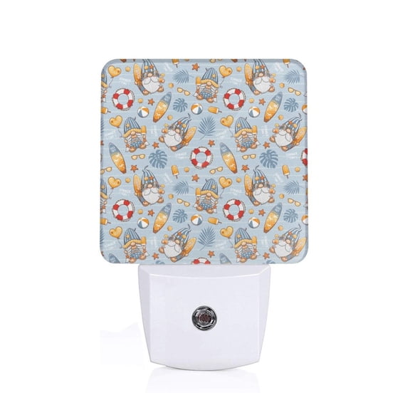 Honeii Summer Time With Gnome Print LED Night Light with Light Sensor, Night Lights Plug Into Wall,Ideal for Bedrooms and Hallways-US