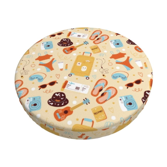 Honeii Summer Travel Bar Stool Covers – Perfect Fit for 12" to 14" Round Stools, Crease-Resistant, Stretchy, Washable & Dustproof Seat Slipcovers-13 inch