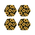 thumbnail image 1 of Honeii Sunflower 6 print Leather Coaster Set of 4, ideal for safeguarding your furniture from drinks spills and effortless cleanup-Hexagon, 1 of 6