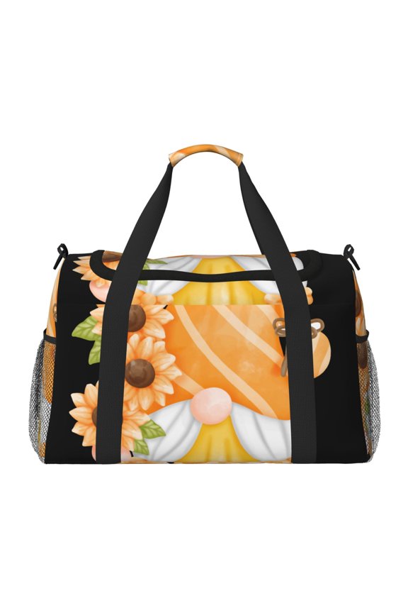 Sunflower Gnomes 2 Print Gym Bag,Carry on Weekender Overnight Bag, Travel Duffel Bags, Personal Item Travel Bag,Tote Bag,Workout Dance Bag