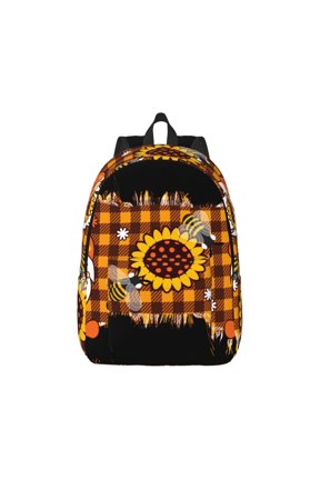 Sunflower Gnomes and Bees Print Canvas College Laptop Backpack, Durable Rucksack Travel Notebook Bag School Backpack Book Bag for Men Women-Medium