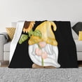 thumbnail image 1 of Honeii Sunflower Gnomes5 print throw blanket, crafted from cozy cotton flannel, offers versatile home decor as a bedding suitable for all seasons.-40"x30", 1 of 6