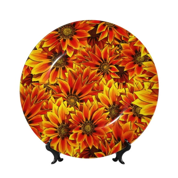 Honeii Sunflower4 Print Elegant Bone China Decorative Plate, Porcelain Plate,Art Crafts,Ceramic Ornaments for Home Office Wall Decor-10in