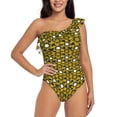 thumbnail image 1 of Honeii Sunflowers 2 for women's one-piece swimsuit featuring a chic one-shoulder design experience elegance and style in the water-Large, 1 of 6